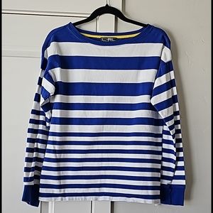 LRL Lauren Active Royal Blue Striped Sweatshirt